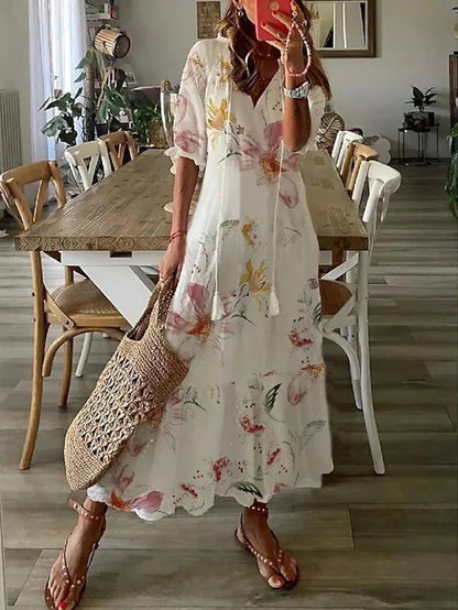 Eliora | Vestido Largo Bohemio con Escote en V y Tejido Ligero | Estilo Fresco para Comodidad y Elegancia 5