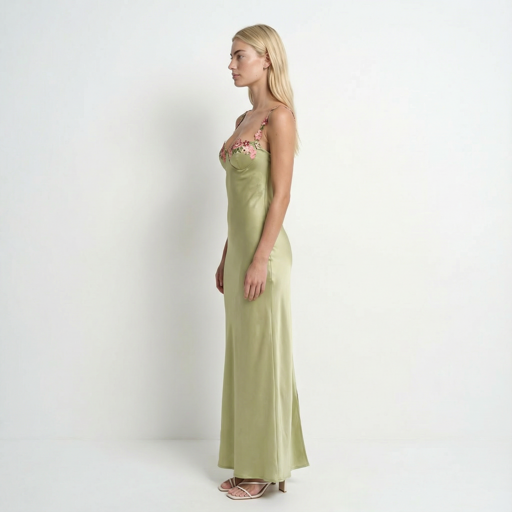 FloralElegance | Elegante Vestido Largo Mujer Sin Mangas con Bordado 5