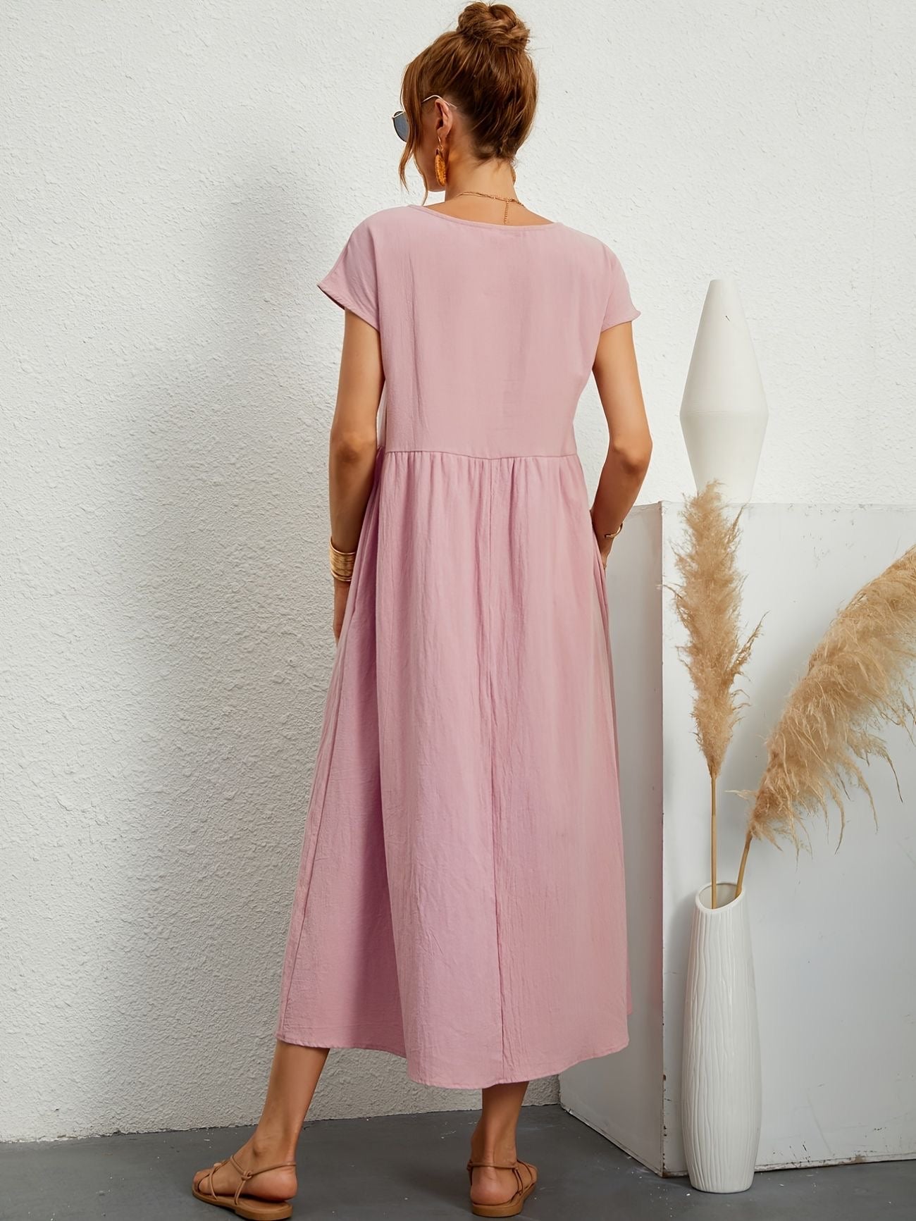 GRETA | Vestido de Lino para Mujer con Corte Relajado y Escote en V | Elegante y Fresco para Ocasiones Especiales 7