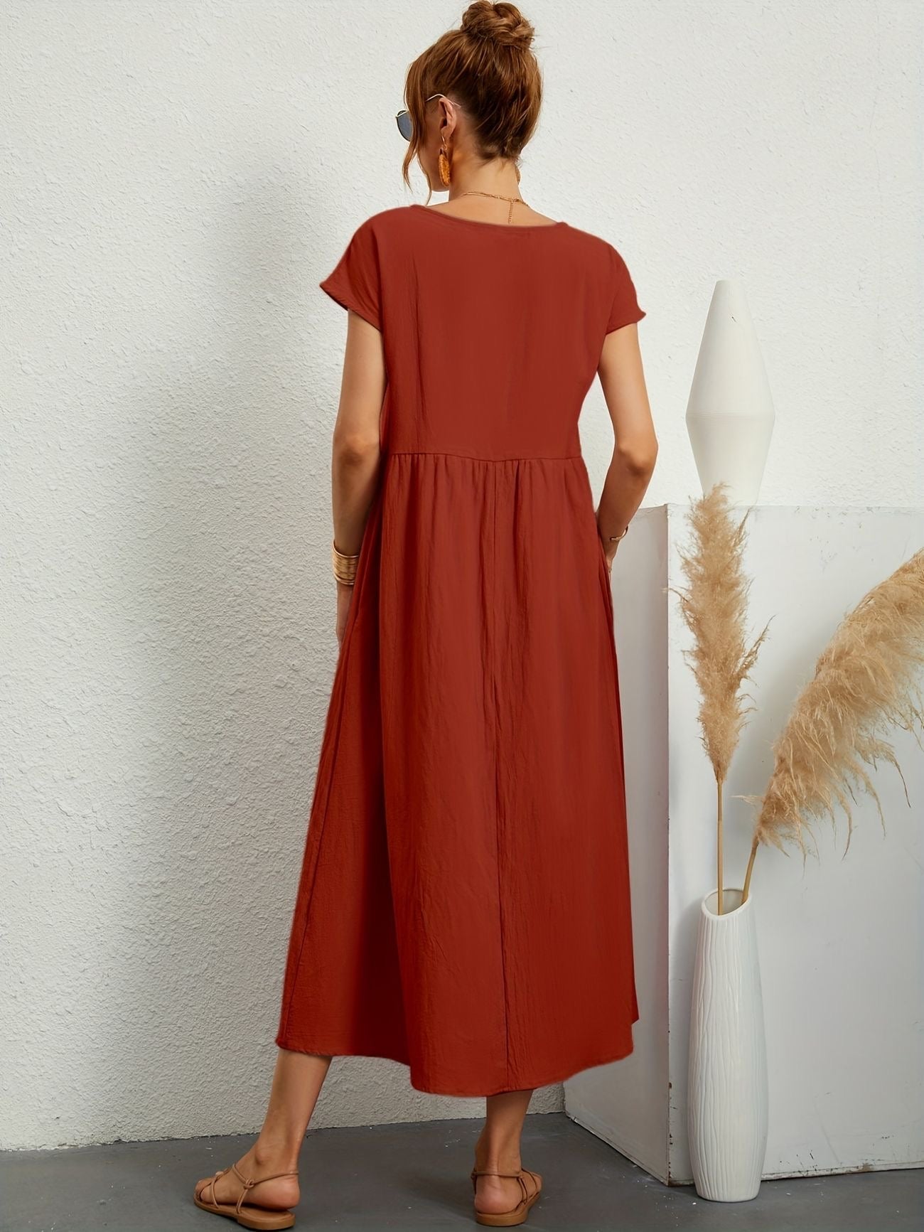 GRETA | Vestido de Lino para Mujer con Corte Relajado y Escote en V | Elegante y Fresco para Ocasiones Especiales 8