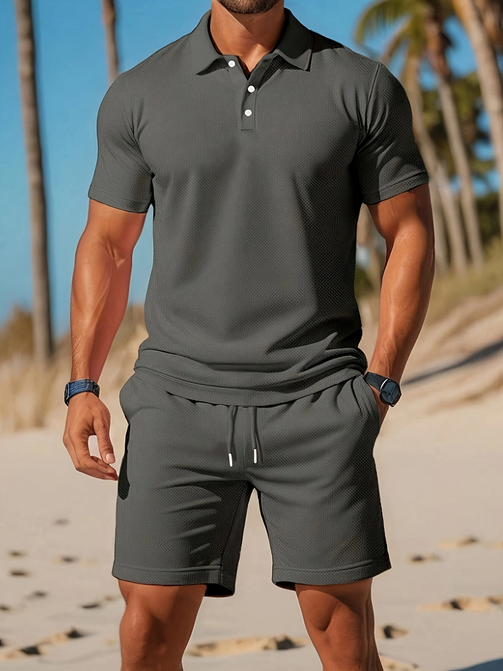 Eadric | Moderno Conjunto Verano Hombre Con Polo Y Pantalones Cortos - Noa Lagos