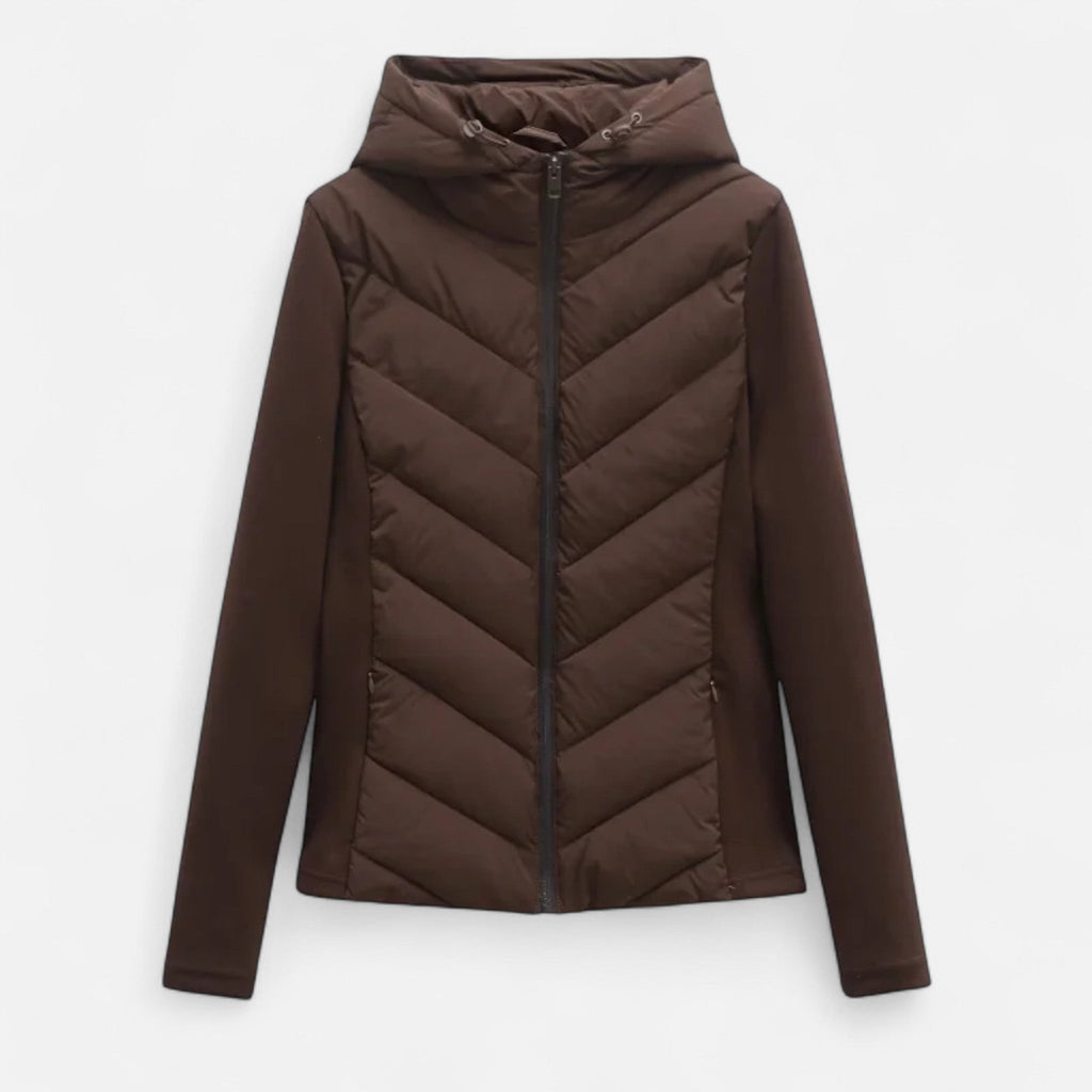 Isabella | Chaqueta de Plumas con Capucha y Patchwork para Mujer - Noa Lagos