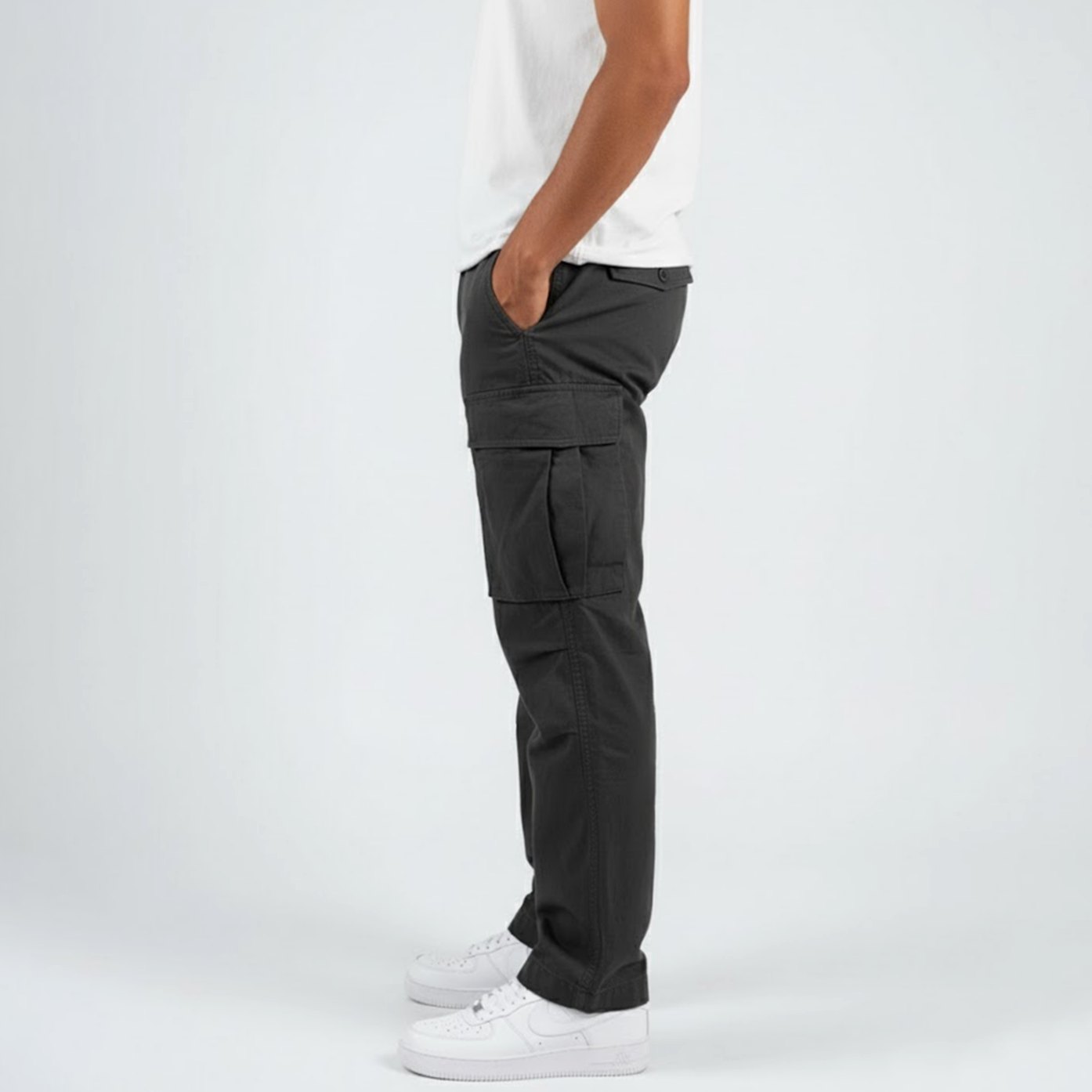 Pantalón cargo Kaden streetwear para hombre, corte relajado con bolsillos laterales