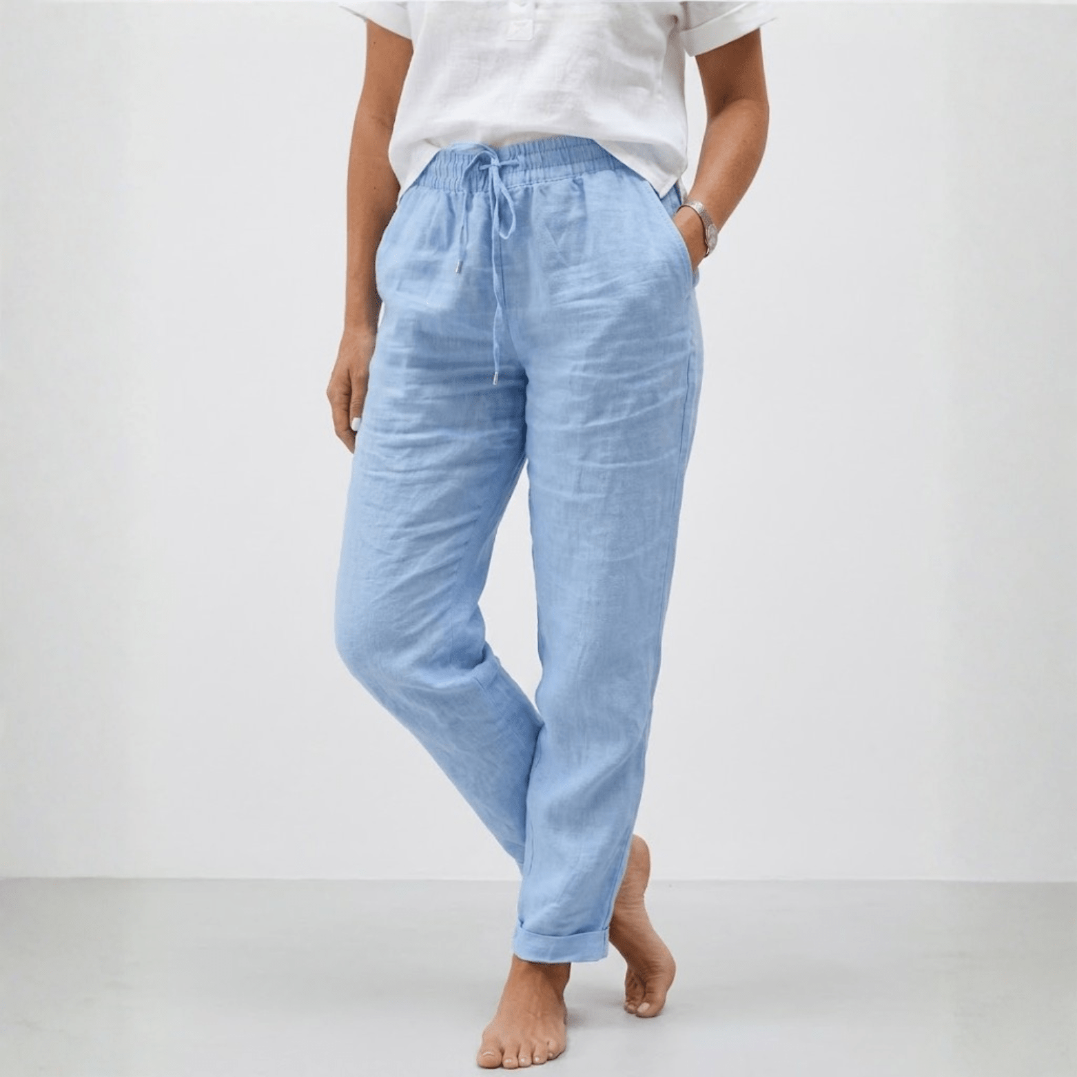 Lucía | Pantalones Holgados de Lino con Cintura Alta para Mujer - Noa Lagos