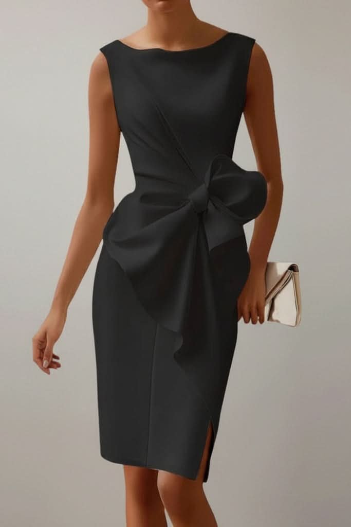 Lucía | Vestido de Cóctel Midi Sin Mangas con Lazo Lateral para Mujer - Noa Lagos