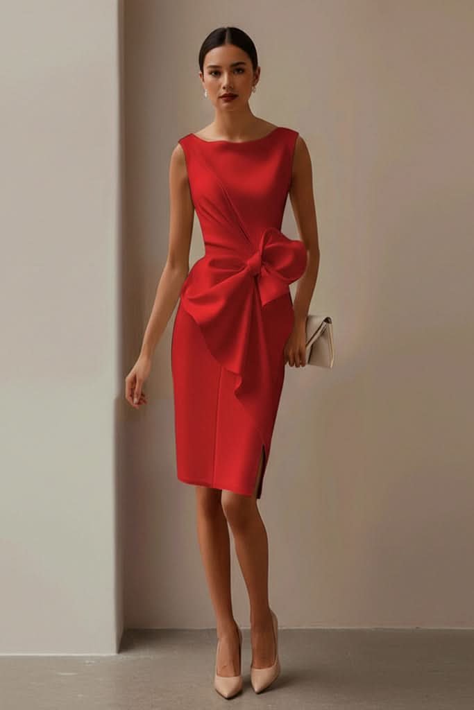 PAULA – Vestido midi sin mangas con lazo para mujer - Noa Lagos