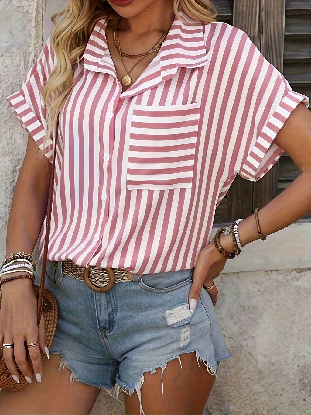 Sofia | Elegante Blusa de Mujer con Detalles Divertidos y Manga Corta - Noa Lagos