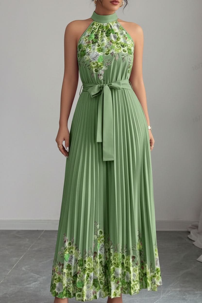 Sofía | Vestido de Noche Midi Floral Plisado para Mujer - Noa Lagos